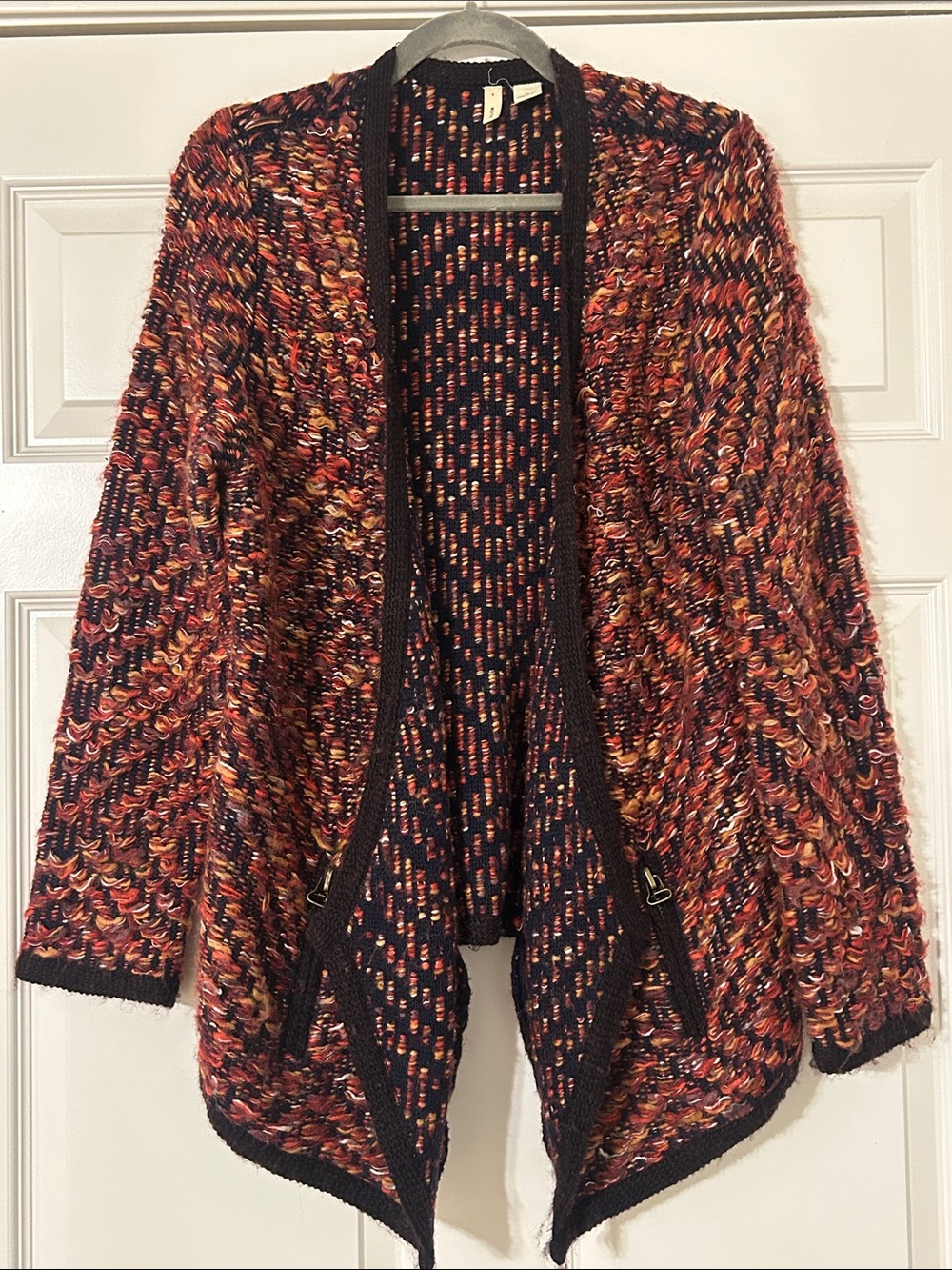 Anthropologie Moth Keavy Jacquard Multicolor Wool Mohair Blend Cardigan, Medium